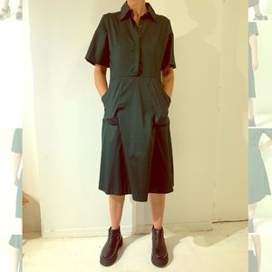 Dark green Fitted waist shirt dress